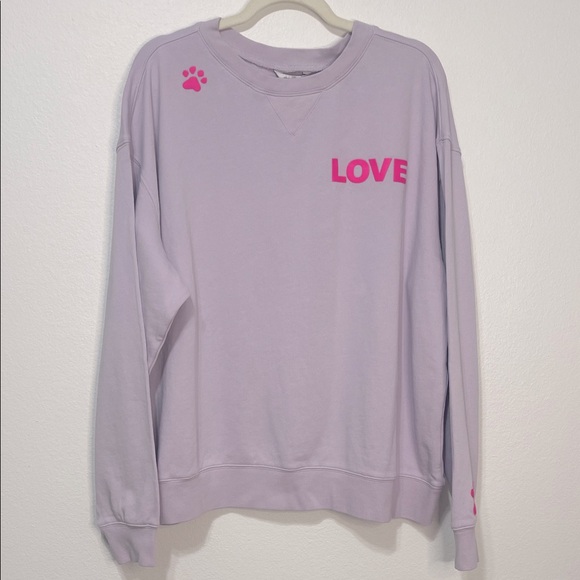 Wildfox Purple Sweatshirt Pink 'Dogs Love Me' Cotton Size XL PTP 27”-29” NWT - Picture 3 of 10